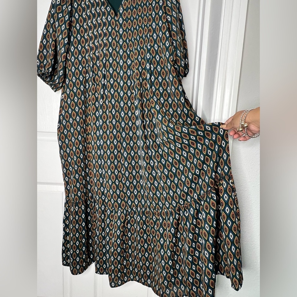 Bohme Printed Collared Midi Dress Sz XL - Picture 10 of 11